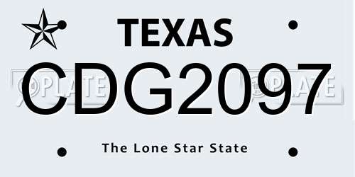 CDG2097 Texas License Plate