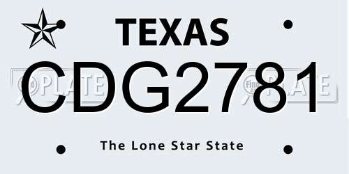 CDG2781 Texas License Plate