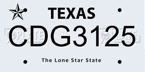 CDG3125 Texas License Plate