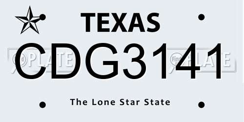 CDG3141 Texas License Plate