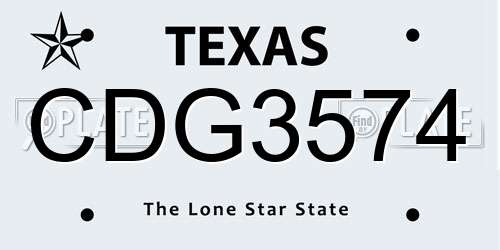 CDG3574 Texas License Plate