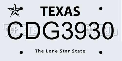 CDG3930 Texas License Plate