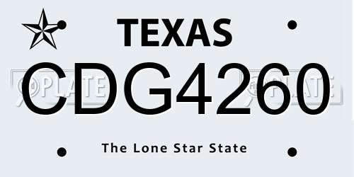 CDG4260 Texas License Plate