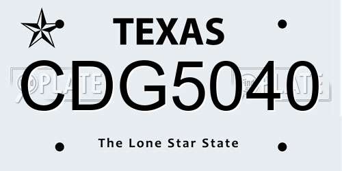 CDG5040 Texas License Plate