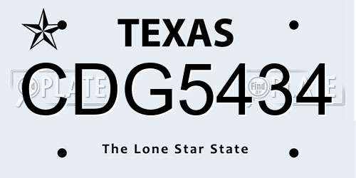 CDG5434 Texas License Plate