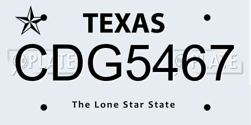CDG5467 Texas License Plate
