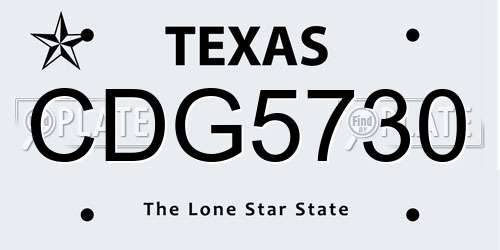 CDG5730 Texas License Plate