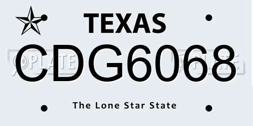 CDG6068 Texas License Plate