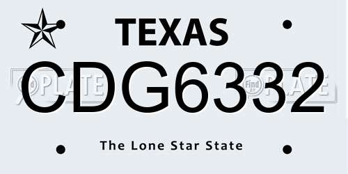 CDG6332 Texas License Plate
