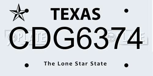 CDG6374 Texas License Plate