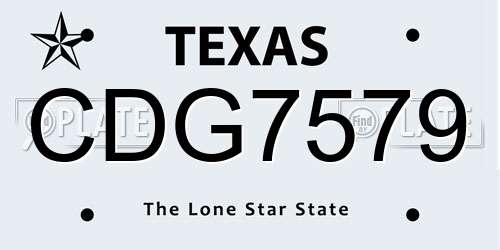 CDG7579 Texas License Plate