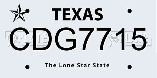 CDG7715 Texas License Plate