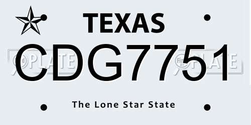 CDG7751 Texas License Plate