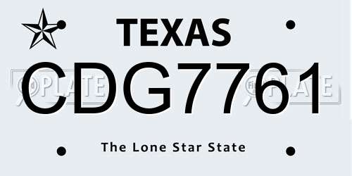 CDG7761 Texas License Plate