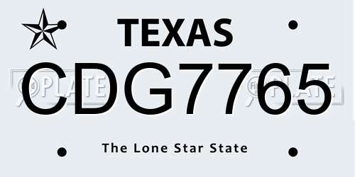 CDG7765 Texas License Plate