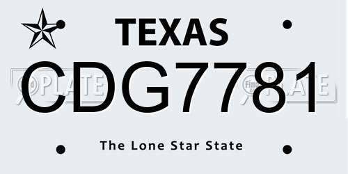 CDG7781 Texas License Plate