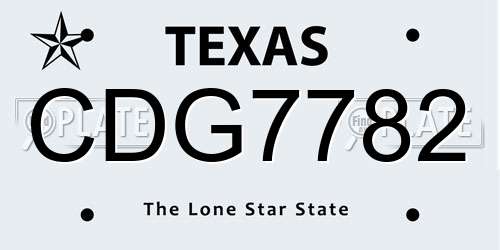 CDG7782 Texas License Plate
