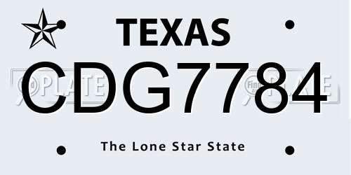 CDG7784 Texas License Plate
