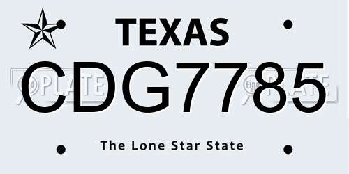 CDG7785 Texas License Plate