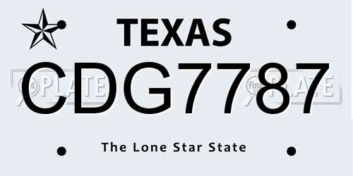 CDG7787 Texas License Plate