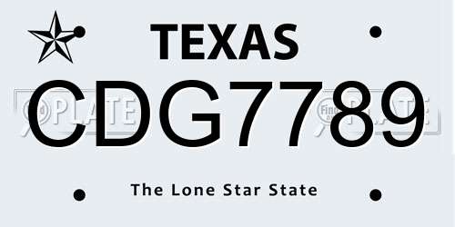 CDG7789 Texas License Plate