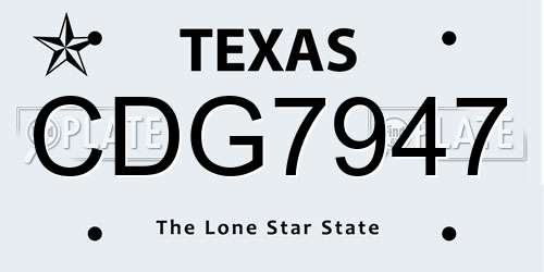 CDG7947 Texas License Plate