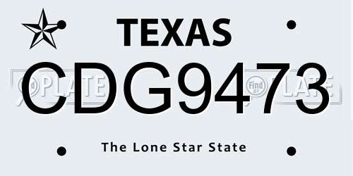 CDG9473 Texas License Plate