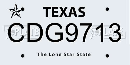CDG9713 Texas License Plate