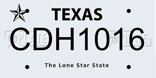 CDH1016 Texas License Plate