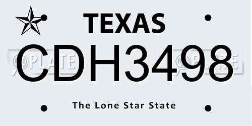 CDH3498 Texas License Plate