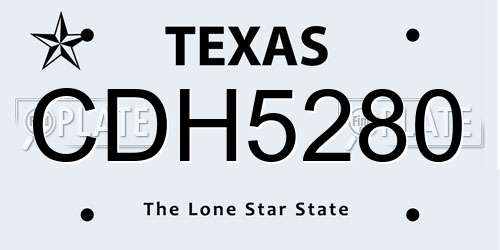 CDH5280 Texas License Plate