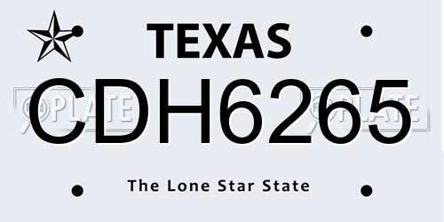 CDH6265 Texas License Plate