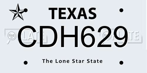 CDH629 Texas License Plate