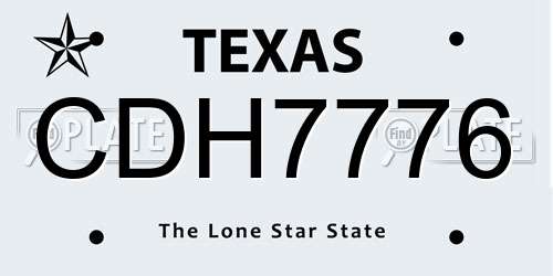 CDH7776 Texas License Plate
