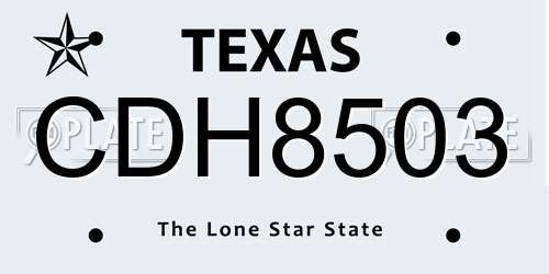 CDH8503 Texas License Plate