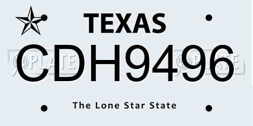 CDH9496 Texas License Plate