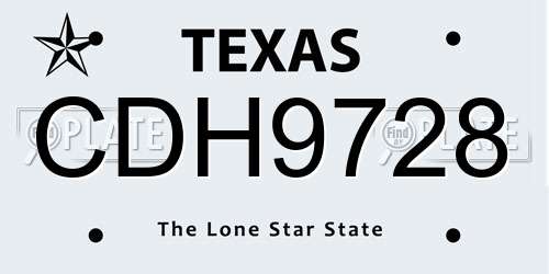 CDH9728 Texas License Plate