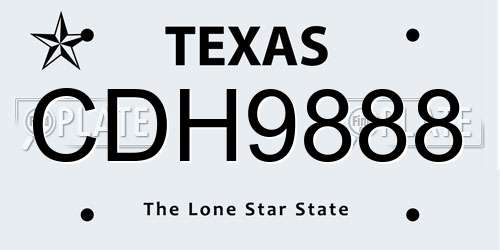 CDH9888 Texas License Plate