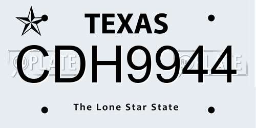CDH9944 Texas License Plate