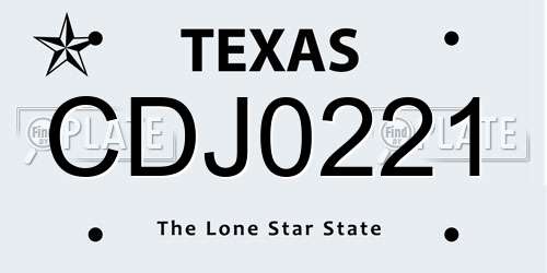 CDJ0221 Texas License Plate
