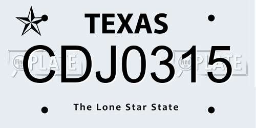 CDJ0315 Texas License Plate