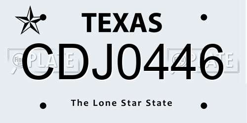 CDJ0446 Texas License Plate
