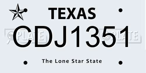 CDJ1351 Texas License Plate