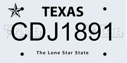 CDJ1891 Texas License Plate