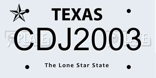 CDJ2003 Texas License Plate