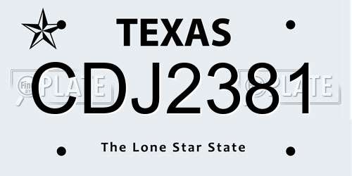 CDJ2381 Texas License Plate