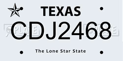 CDJ2468 Texas License Plate