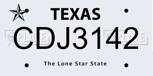 CDJ3142 Texas License Plate