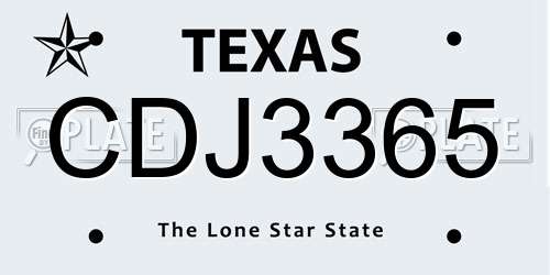 CDJ3365 Texas License Plate