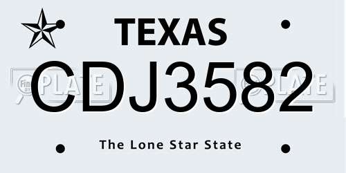 CDJ3582 Texas License Plate